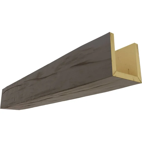Ekena Millwork BMRW3C0060X060X144HD 6x22W x 6x22H x 12&L 3-Sided (U-beam) Riverwood Endurathane Faux Wood Ceiling Beam, Natural