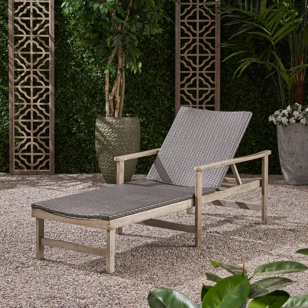 78.75x22 Gray and Black Contemporary Outdoor Patio Chaise Lounge