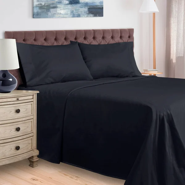 Superior Soft Long Stable Cotton Sheet Set - Full, Navy Blue