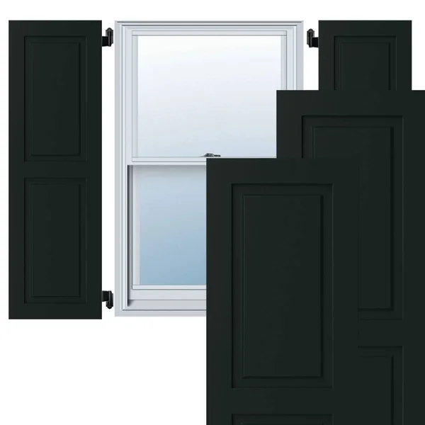 Ekena Millwork 18x22 x 39x22 True Fit PVC Two Equal Raised Panel Shutters, Thermal Green (Per Pair)