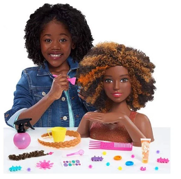 Barbie Color & Style Deluxe Styling Head - Curly Hair, Black