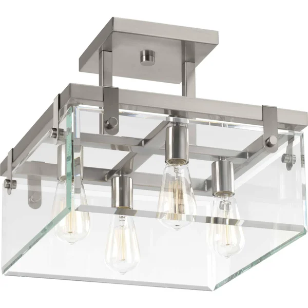 Progress Lighting P350090-009 Glayse Semi Flush Mount Light, Brushed Nickel