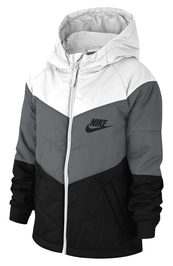 Nike Boys NSW Filled Jacket - White/Smoke Grey/Black/White Size M
