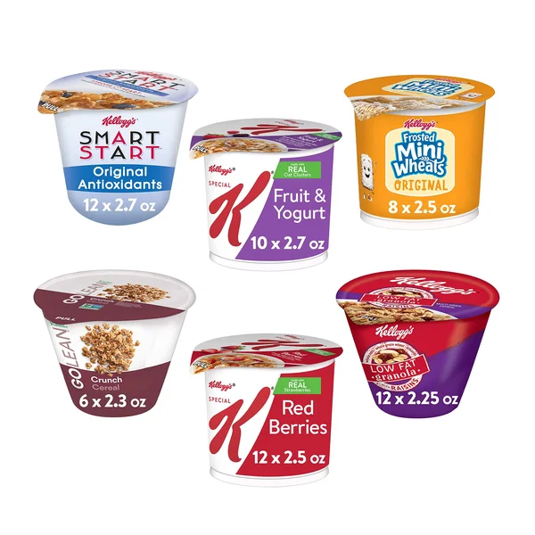 Kellogg's Breakfast Cereal - Single Serve, Classic Wellness Assortment, 2.2 oz Cup, 60/Carton