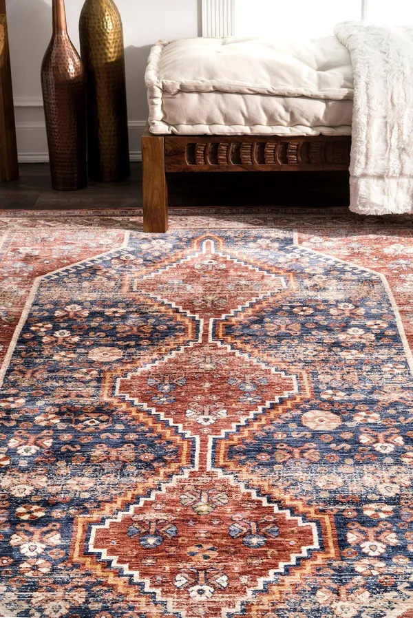 nuLOOM Rust Vintage Border Medallion Area Rug - 2& 6x22 x 8& Runner