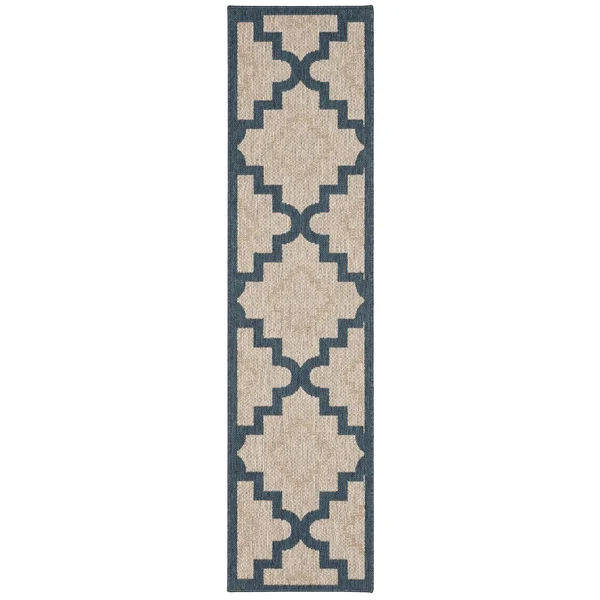 Higgins Quatrefoil Trellis Grey/ Blue Indoor-Outdoor Area Rug by Havenside Home - 5&3x22 x 7&3x22 - Grey/Blue