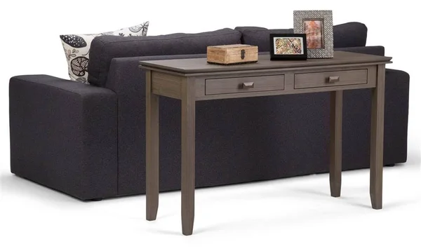 Simpli Home Artisan Console Sofa Table, Farmhouse Grey