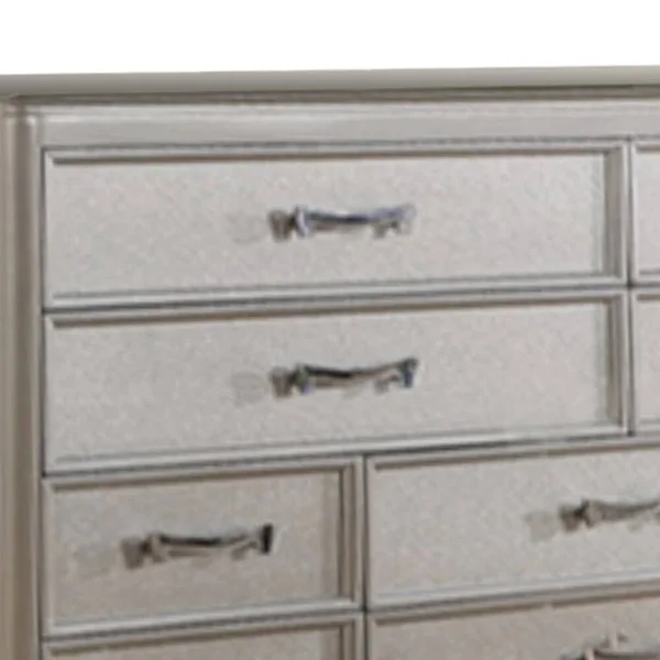 Benzara - 10 Drawers Wooden Dresser in Silver