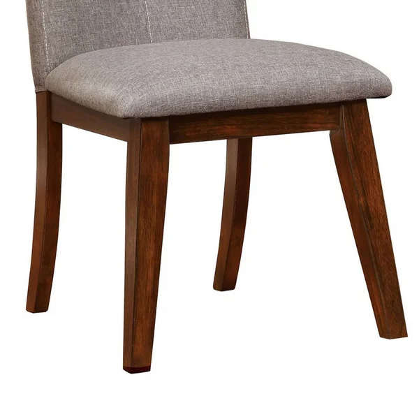 Benjara Parson Style Tufted Back Fabric Side Chair - Set of 2, Gray