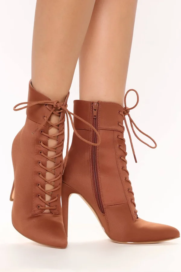 Womens Shine Bright Booties in Rust Size 6 by Fashion Nova