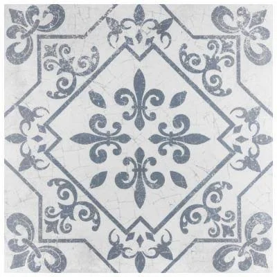 Merola Tile Atlantic Azul Encaustic 17-5/8 in. x 17-5/8 in. Ceramic Floor and Wall Tile (15.53 Sq. ft. - case), White and Slate