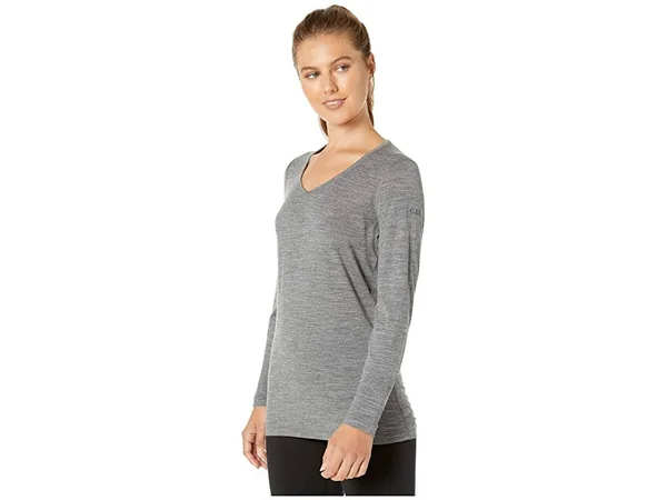 Icebreaker Women's 200 Oasis LS V Neck Top - Large - Gritstone Heather