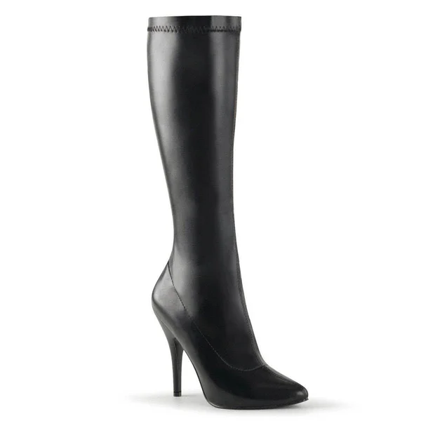 Pleaser Seduce-2000 - 5x22 Plain Stretch Knee - Black Stretch PU 16