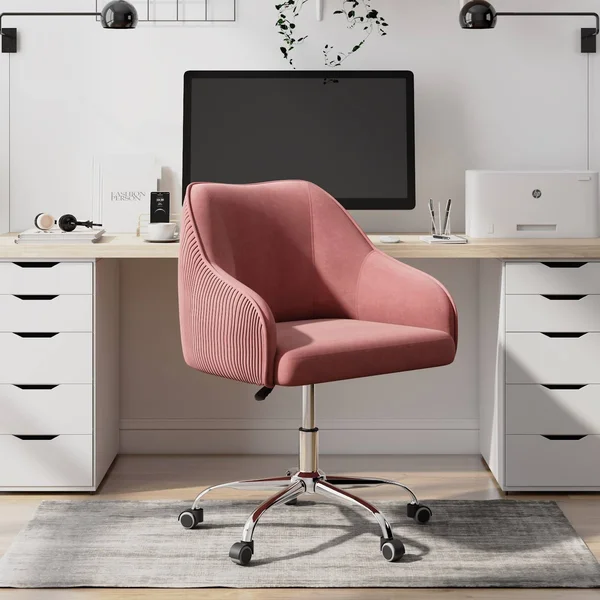 Kinzie Task Chair Gold Flamingo Upholstery Color: Navy Blue