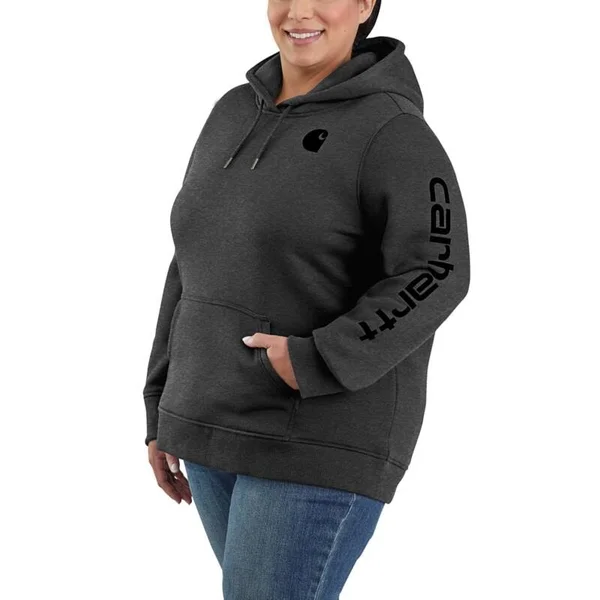 Carhartt Women's Clarksburg Graphic Sleeve Hoodie, Large, Folkstone Gray Space Dye