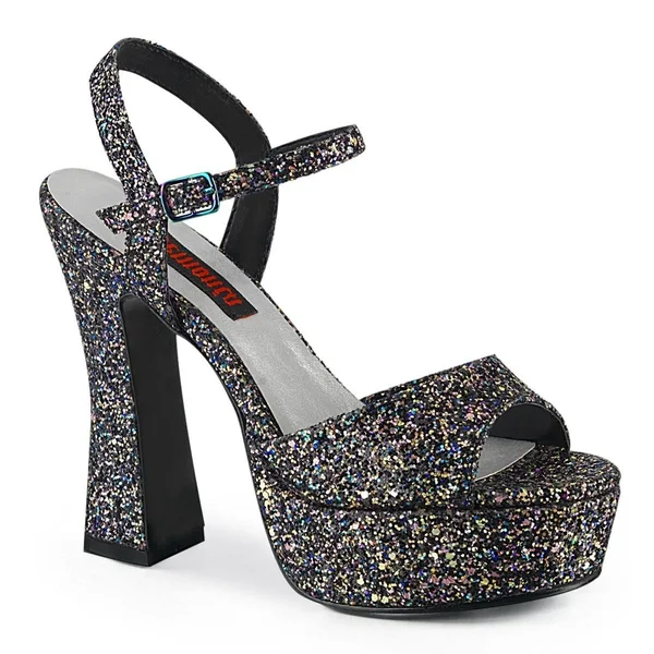 Pleaser Dolly-09 - 5x22 Chunky Heel Platform Sandal - Black PU 6