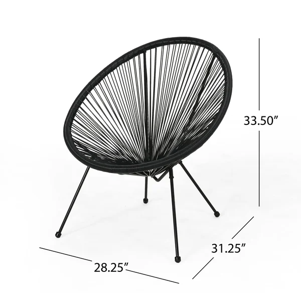 Anson Outdoor Hammock Weave Chair with Steel Frame (Set of 4) by Christopher Knight Home - Orange - Black