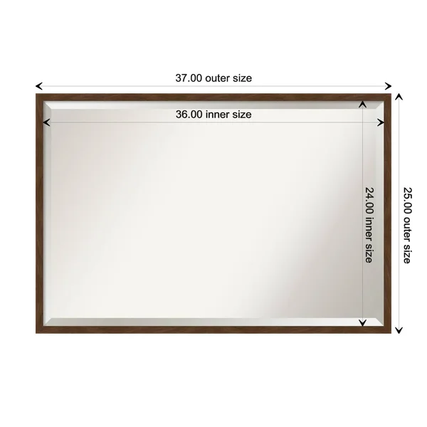 Amanti Art Carlisle 19 in. x 25 in. Rustic Rectangle Framed Brown Narrow Bathroom Vanity Wall Mirror, Matte Brown