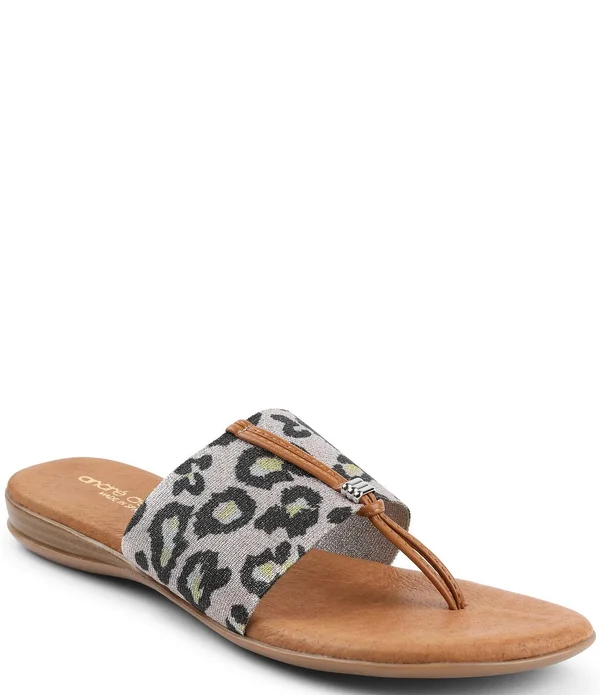 Andre Assous Womens Nice Slide Demi Wedge Thong Sandals - Leopard, 8