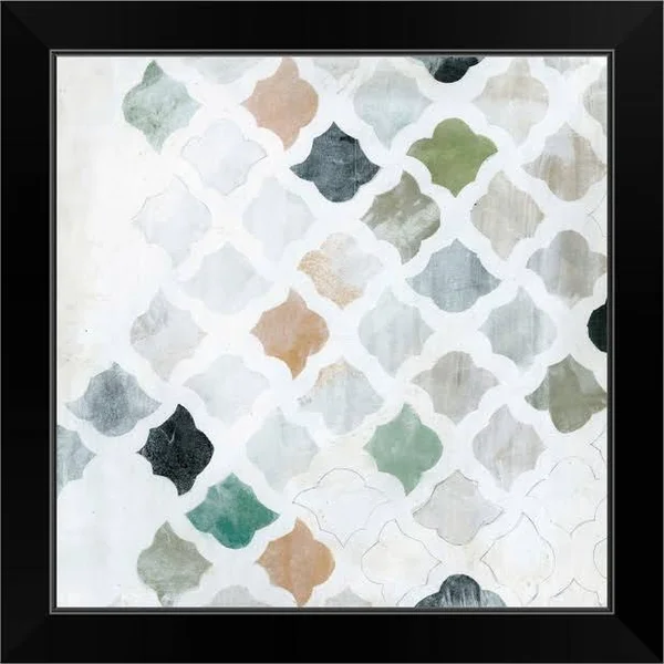 Turkish Tile I, Black Framed Wall Art, 16x16, Great Big Canvas