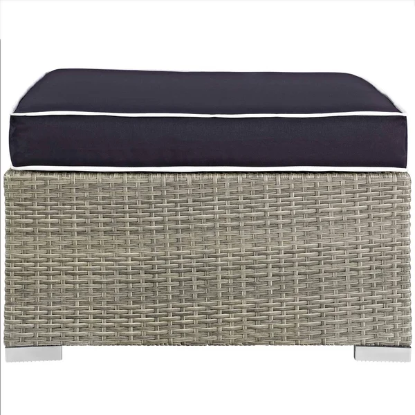 Modway Light Gray White Repose Outdoor Patio Upholstered Fabric Ottoman