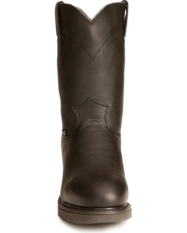 Justin Men's Conductor Black Pull on Work Boots - 4763 - Size 10.0