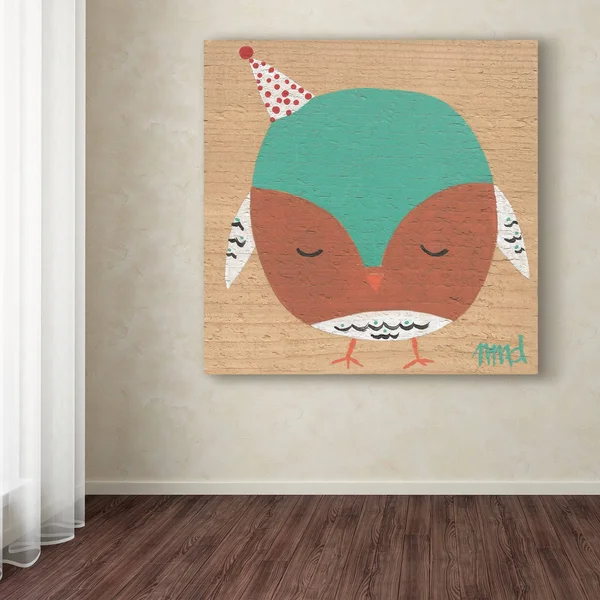 Trademark Fine Art Nicole Dietz 'Owl Rust Teal' Canvas Art, Size: Small, Blue