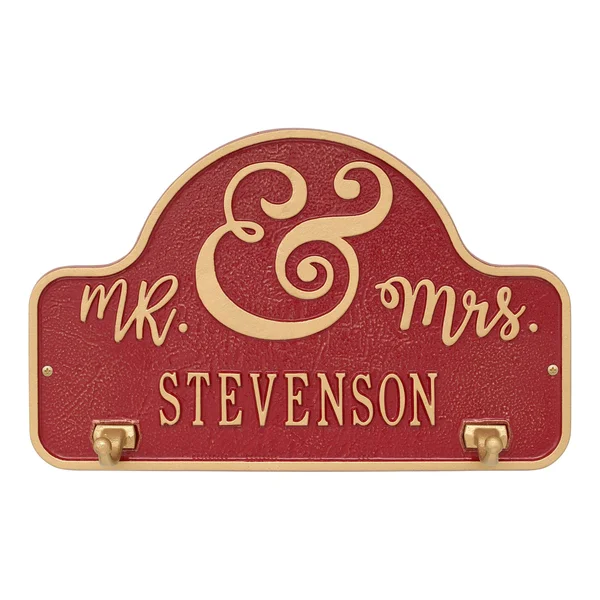 Whitehall Products Keys to My Heart Personalized Hook Plaque Red/Gold