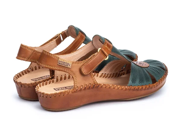 Pikolinos Women's Puerto Vallarta Closed Toe Sandal 655-0575 - Size: 35, Emerald Calfskin