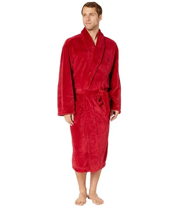 Polo Ralph Lauren Men's Microfiber Plush Shawl Collar Robe - Eaton Red, L/XL