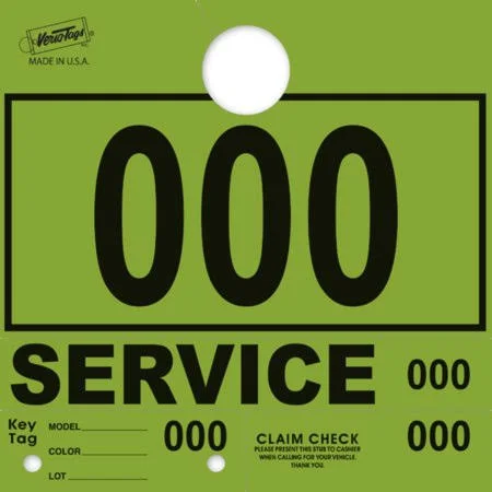Light Green Service Department Hang Tags Window Tag 1000 per Box, 000-999