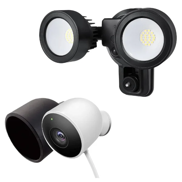 Google Nest Cam Outdoor with Floodlight Charging Mount Bundle
