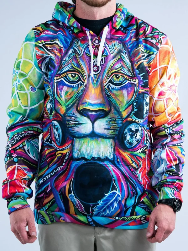 Lunar Lion Unisex Hoodie L - Red, Pullover Hoodie