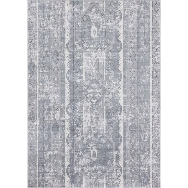 Porch & den Regatta Distressed Geometric Stripe Area Rug - 8& x 8& Square - Blue