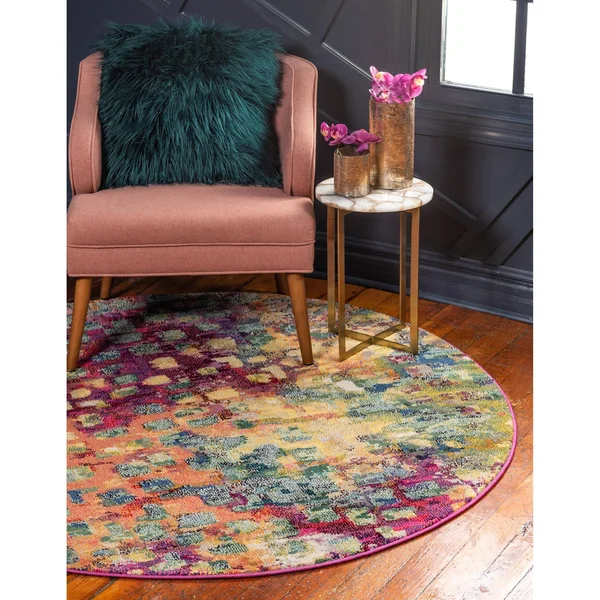 Unique Loom Ivy Jardin Round Rug - 10& x 10& Multi