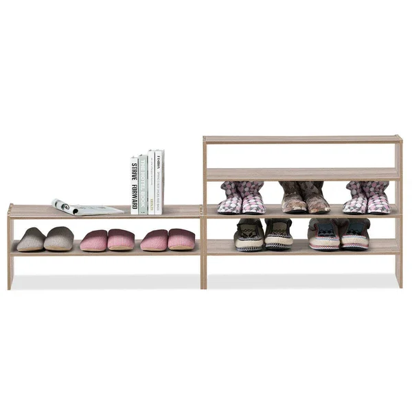 3 Pcs 31-Inch Stackable Shoe Rack-Natural