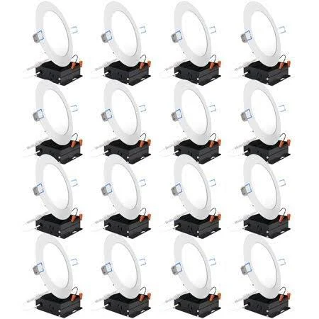Sunco Lighting 16 Pack 6-Inch Slim Recessed Retrofit Dimmable LED Light 14W 3000K - Warm White