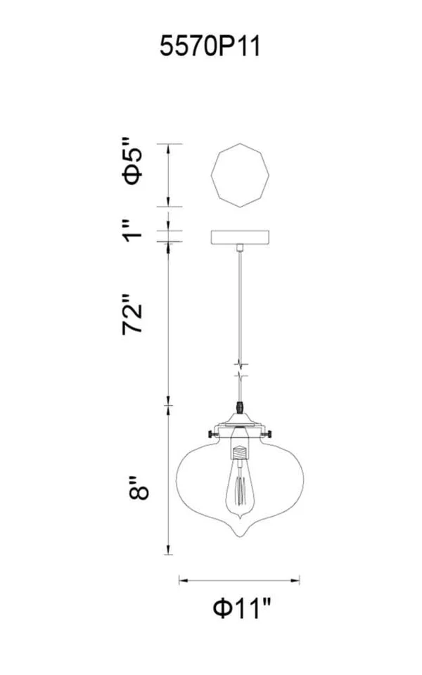 CWI Lighting Glass 1 Light 5570P11 Pendant Amber