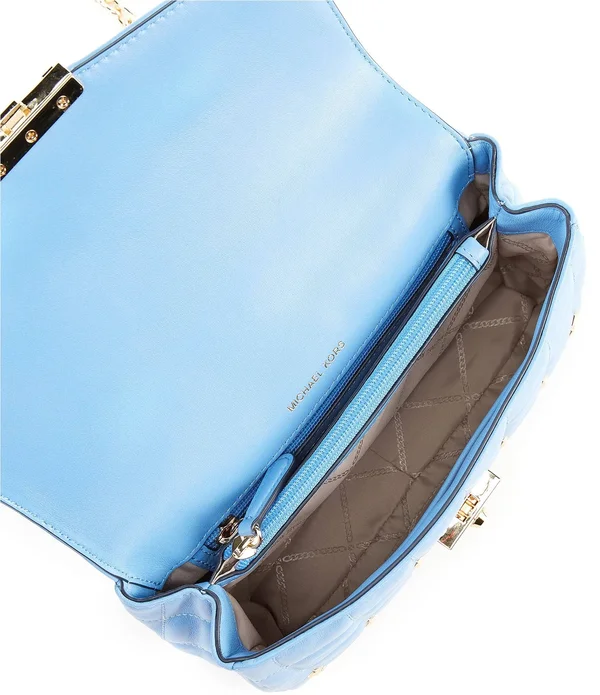 Michael Kors Soho Large Studded Quilted Leather Shoulder Bag - Blue