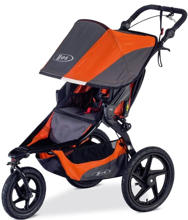 Bob Revolution Pro Jogging Stroller - Up to 75 Pounds - UPF 50+ Canopy - Easy Fold - Adjustable Handlebar with Hand BRAKE, Canyo