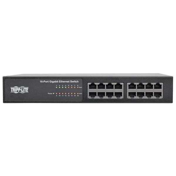 Tripp Lite 10/100/1000 Mbps 1U Rack-Mount/Desktop Gigabit Ethernet Unmanaged - Metal Housing Unmanaged Switch - 16 Ethernet Port