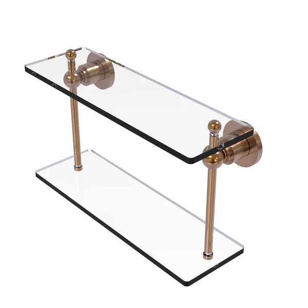 Allied Brass Astor Place Collection 16 inch Two Tiered Glass Shelf Matte White, 16 Inches x 5 Inches