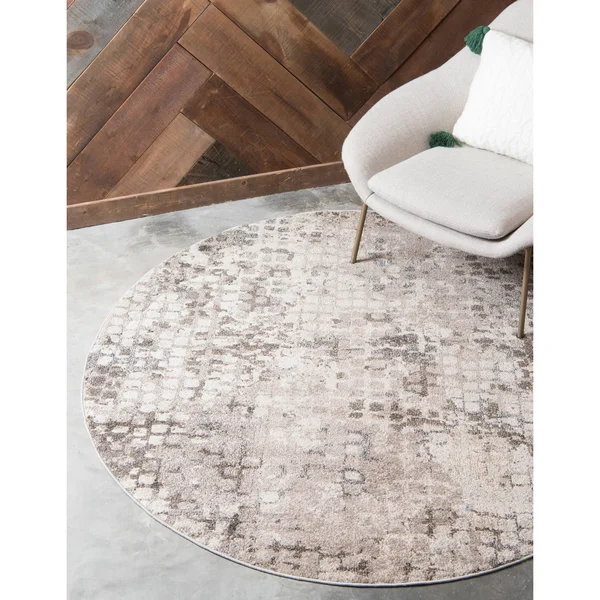 Unique Loom Nirvana Chromatic Area Rug - 8& x 8& Round - Gray
