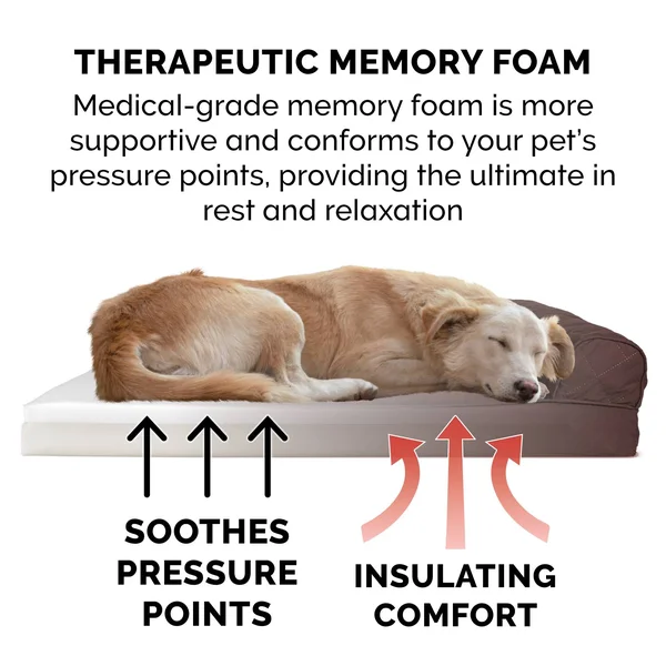 FurHaven Memory Foam Quilted Sofa-Style Pet Bed - Coffee - Large