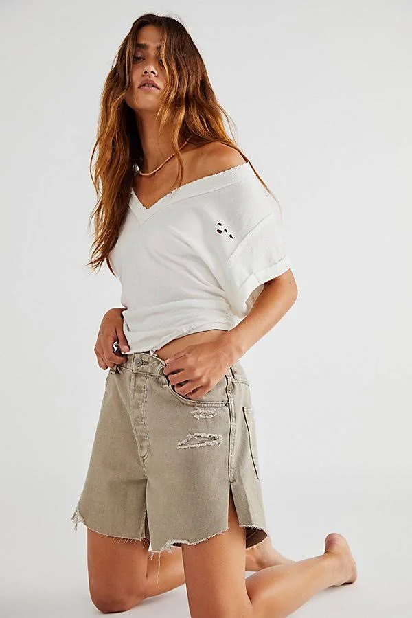 Baggy Tomboy Short by We The Free at Free People in Brown, Size: 29