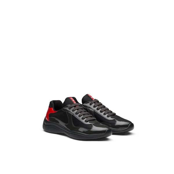 Prada America&s Cup Sneakers - Men, Anthracite Gray/Red, Size 7.5