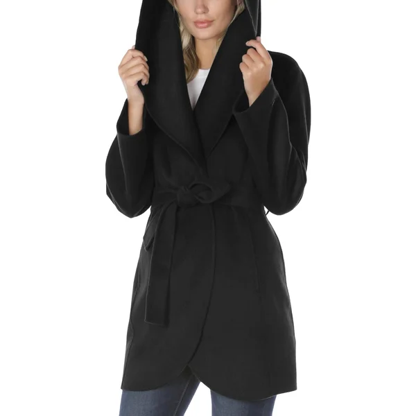 Tahari Women's Marilyn Double-Face Wool-Blend Coat - Black - Size M
