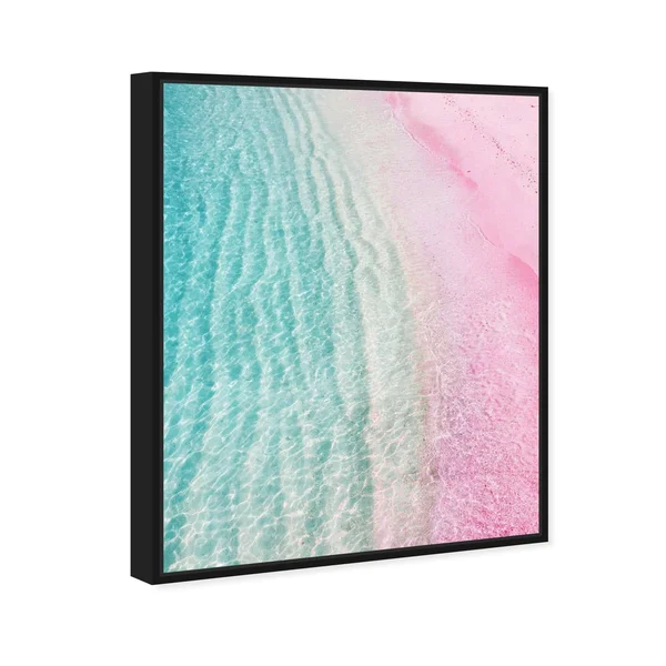 Oliver Gal 'Unicorn Beach' Nautical and Coastal Wall Art Framed Canvas Print Coastal - Pink - Blue - 24 x 30 - White