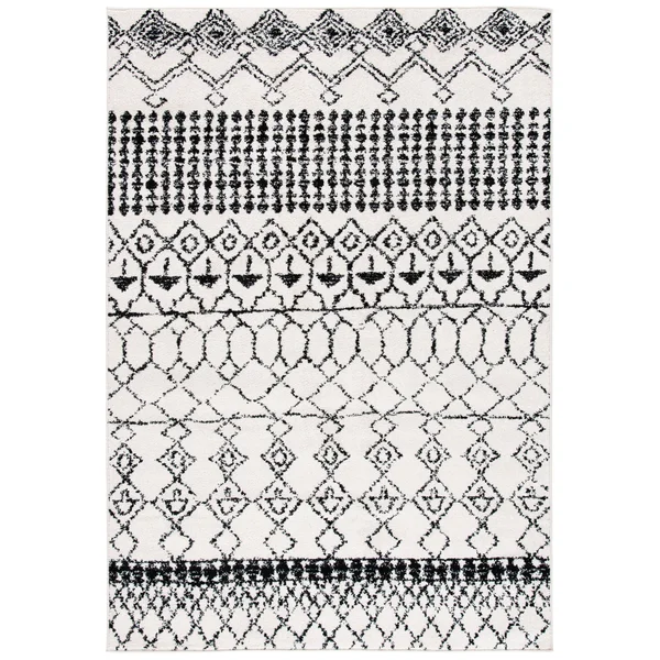 Safavieh Tulum Giorgina Moroccan Boho Rug - 6&7x22 x 6&7x22 Round - Ivory/Black