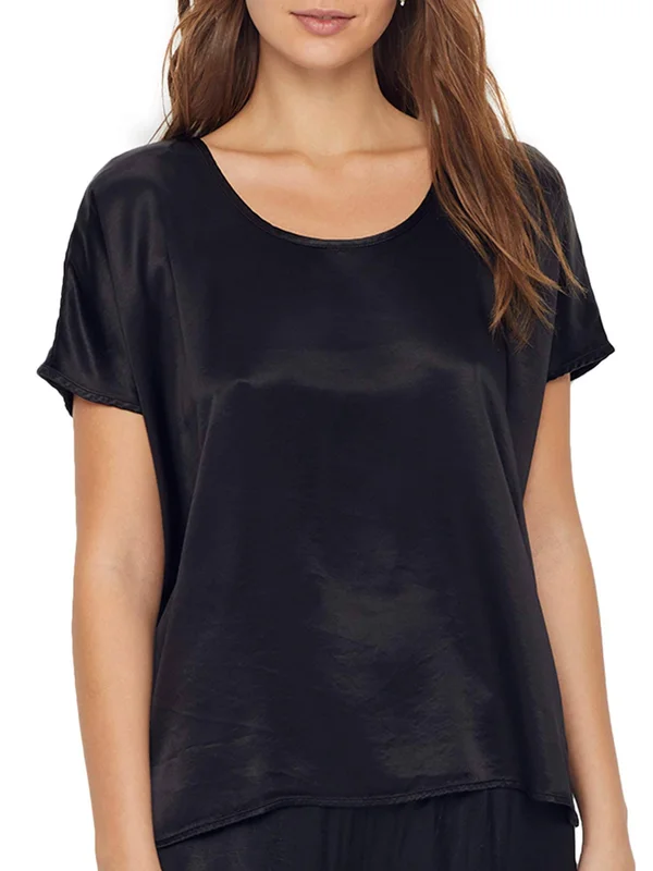 PJ Harlow Roxxy Satin Lounge Top - L, Black